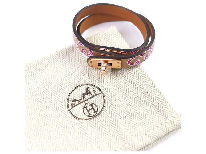 Bracciale in pelle Hermès Mini Kelly Double Tour Lucky Daisy Marrone - vista 2