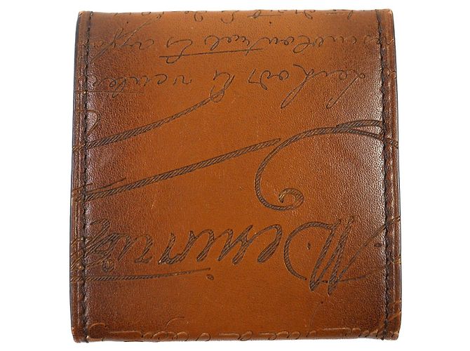 Monedero de cuero Berluti Origin Calligraphy Castaño - vista 3