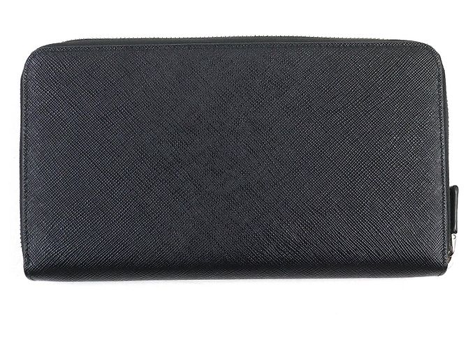Prada Saffiano Langbrieftasche mit Dreieckslogo Schwarz - Ansicht 2