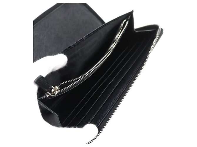 Prada Saffiano Langbrieftasche mit Dreieckslogo Schwarz - Ansicht 5
