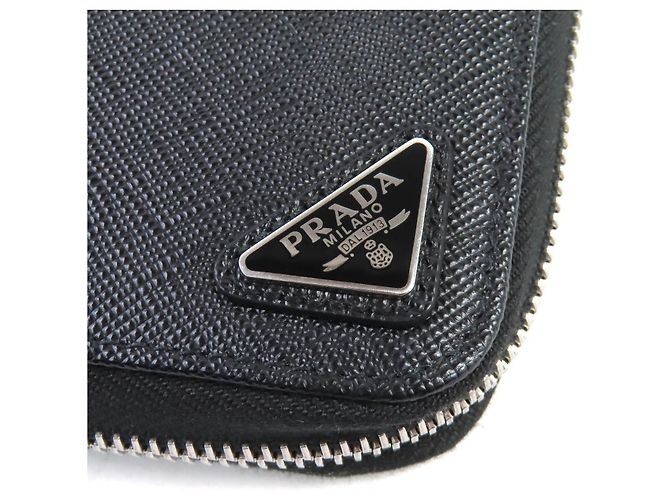 Prada Saffiano Langbrieftasche mit Dreieckslogo Schwarz - Ansicht 6