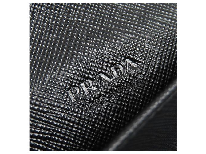 Prada Saffiano Langbrieftasche mit Dreieckslogo Schwarz - Ansicht 7