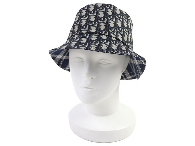 Dior Oblique Bucket Hat mit Karomuster Blau Marineblau - Ansicht 5
