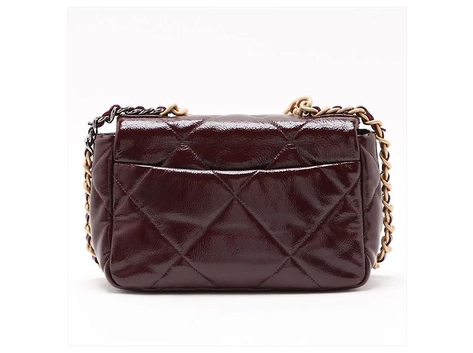 Borsa Chanel 19 Flap Bag Medium in pelle lucida Marrone Bordò Cioccolato Marrone scuro - vista 2
