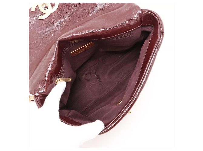Borsa Chanel 19 Flap Bag Medium in pelle lucida Marrone Bordò Cioccolato Marrone scuro - vista 6