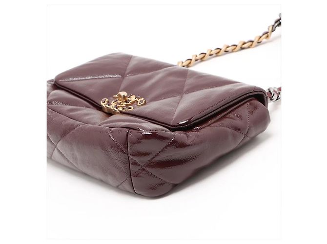 Borsa Chanel 19 Flap Bag Medium in pelle lucida Marrone Bordò Cioccolato Marrone scuro - vista 7