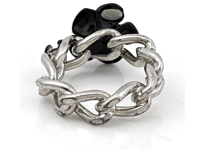 Chanel Coco Mark Camellia Design Bandring Schwarz Silber - Ansicht 3