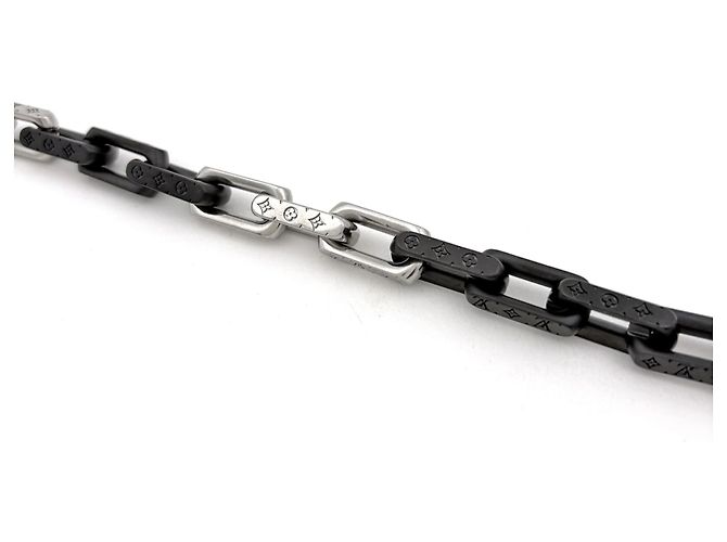 Bracciale in metallo con catena Monogram Louis Vuitton Nero Argento - vista 2