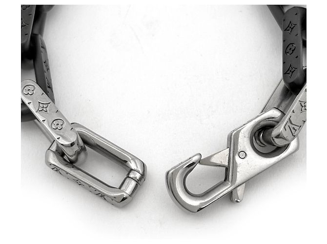 Bracciale in metallo con catena Monogram Louis Vuitton Nero Argento - vista 3