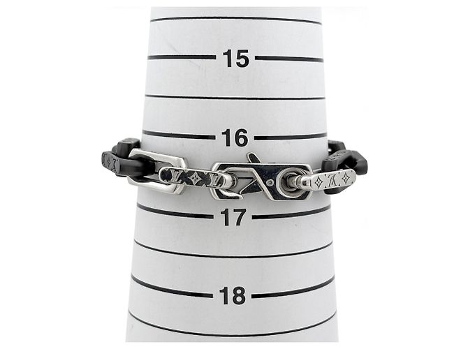 Bracciale in metallo con catena Monogram Louis Vuitton Nero Argento - vista 4