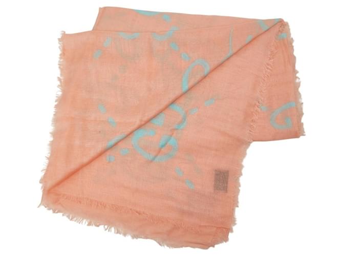 Sciarpa Gucci GG Ghost Motif Rosa Blu - vista 2