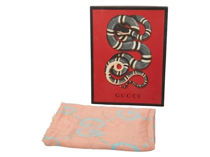 Sciarpa Gucci GG Ghost Motif Rosa Blu - vista 7