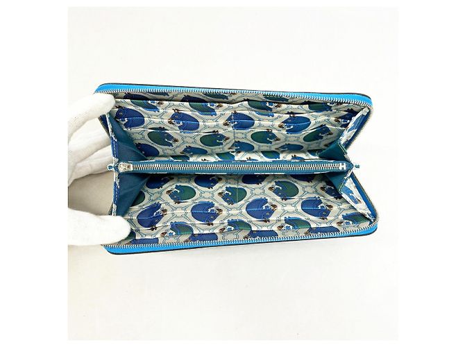 Hermès Portafoglio lungo Hermes Azap Blu - vista 3