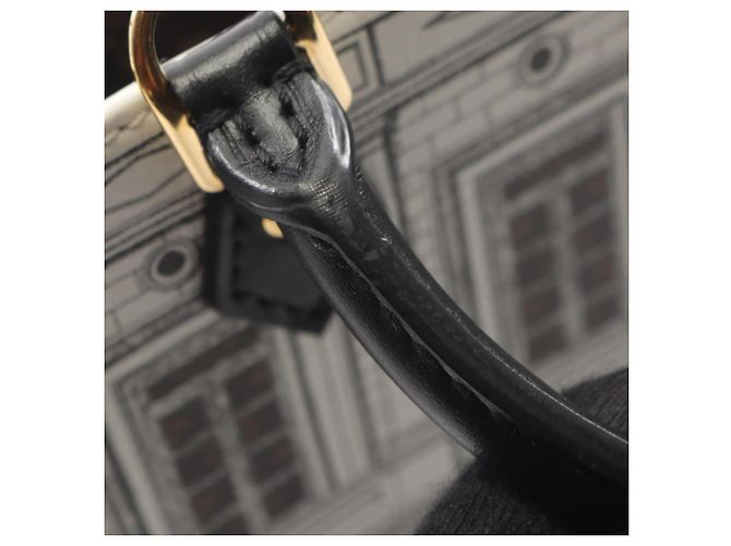 Borsa a mano Louis Vuitton x Fornasetti Petite Sac Plat Monogram Marrone Nero Bianco - vista 9
