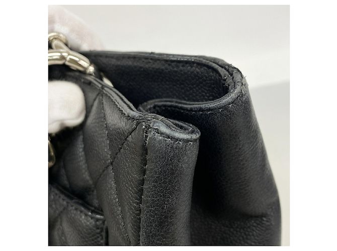 Borsa Tote Chanel in pelle di vitello martellata nera Nero - vista 7