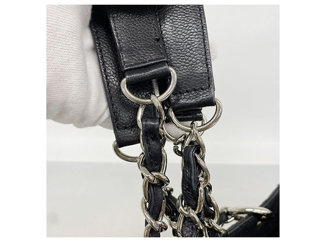 Borsa Tote Chanel in pelle di vitello martellata nera Nero - vista 8