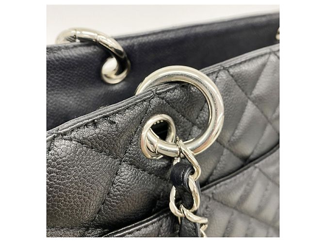 Borsa Tote Chanel in pelle di vitello martellata nera Nero - vista 9