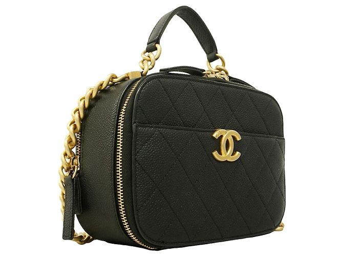 Borsa Vanity Chanel in vitello granulato nero - vista 2