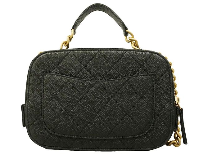 Borsa Vanity Chanel in vitello granulato nero - vista 9