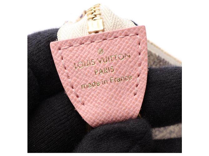 Borsa Louis Vuitton Mini Pochette Accessoires Rosa Bianco Multicolore - vista 4