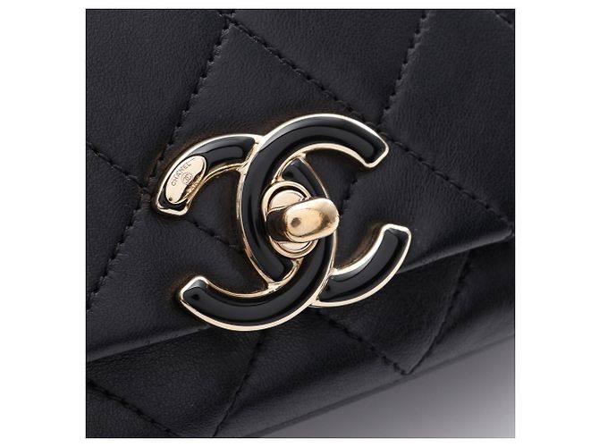 Borsa Chanel Matelassé in pelle di agnello nera Nero - vista 9