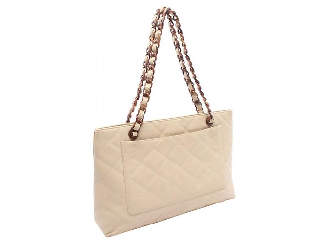 Borsa Tote Chanel Matelassé Plat Beige - vista 2