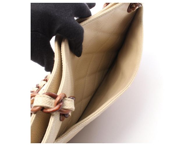 Borsa Tote Chanel Matelassé Plat Beige - vista 7