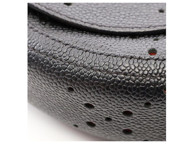 Borsa a tracolla Chanel Round Flap in pelle di vitello martellata nera Nero - vista 8