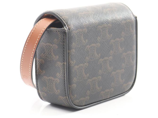 Céline Celine Mini Claude Triomphe Schultertasche Braun Schwarz - Ansicht 2
