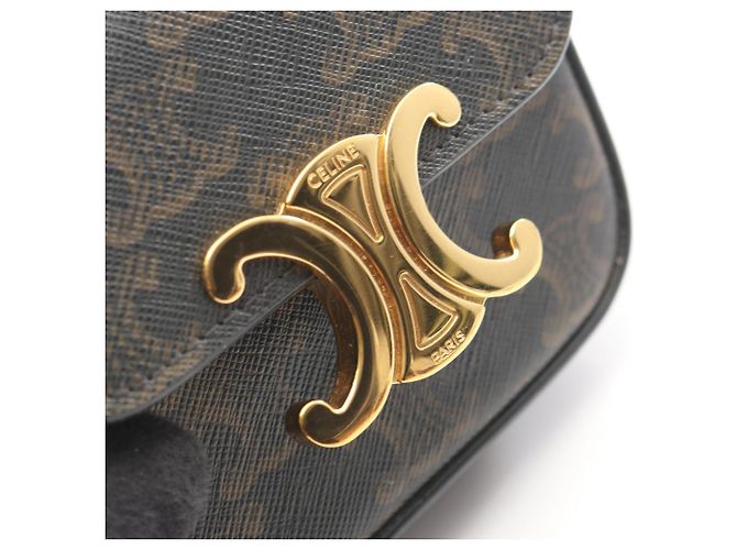 Céline Celine Mini Claude Triomphe Schultertasche Braun Schwarz - Ansicht 8