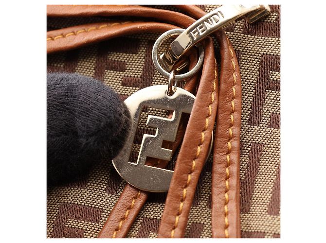 Bolso de hombro Fendi Zucchino Castaño Beige - vista 10
