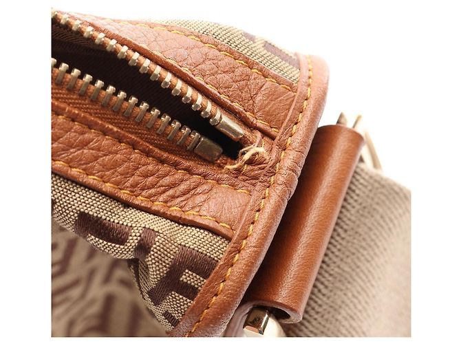 Bolso de hombro Fendi Zucchino Castaño Beige - vista 11