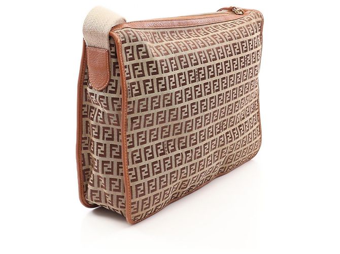 Bolso de hombro Fendi Zucchino Castaño Beige - vista 2
