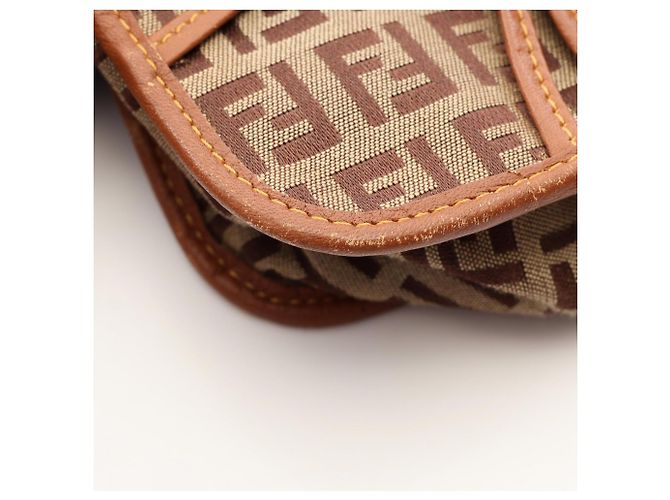 Bolso de hombro Fendi Zucchino Castaño Beige - vista 6