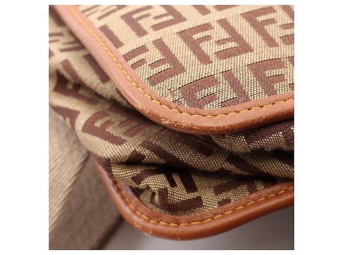 Bolso de hombro Fendi Zucchino Castaño Beige - vista 7