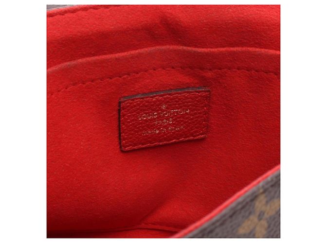 Louis Vuitton Saint Placido Monogram Cerise Shoulder Bag Brown Red - view 4