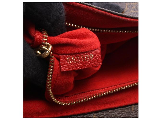Louis Vuitton Saint Placido Monogram Cerise Shoulder Bag Brown Red - view 5