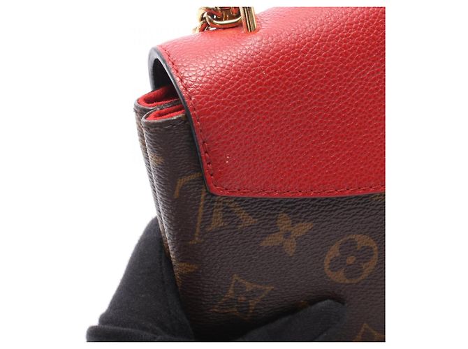 Louis Vuitton Saint Placido Monogram Cerise Shoulder Bag Brown Red - view 7