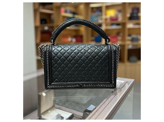 Borsa Chanel Boy Dimensione Medium Pelle Nera Nero - vista 2