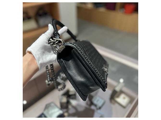 Borsa Chanel Boy Dimensione Medium Pelle Nera Nero - vista 4