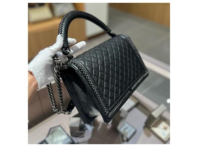 Borsa Chanel Boy Dimensione Medium Pelle Nera Nero - vista 5