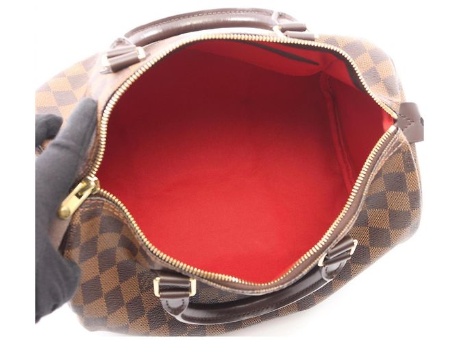 Borsa Louis Vuitton Speedy 30 Damier Ebene Marrone - vista 3