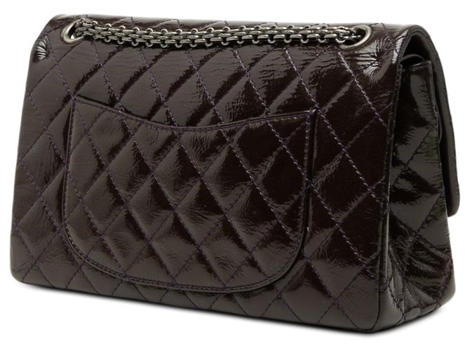 Chanel Purple Quilted Crinkled Patent Reissue 2.55 Double Flap 226 Porpora - vista 2