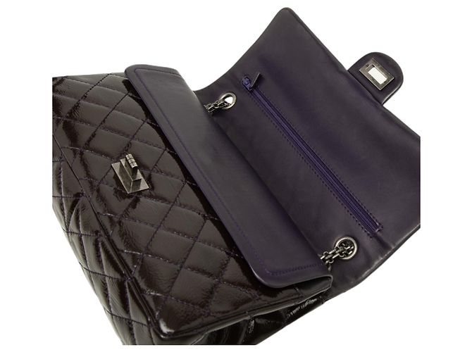 Chanel Purple Quilted Crinkled Patent Reissue 2.55 Double Flap 226 Porpora - vista 6