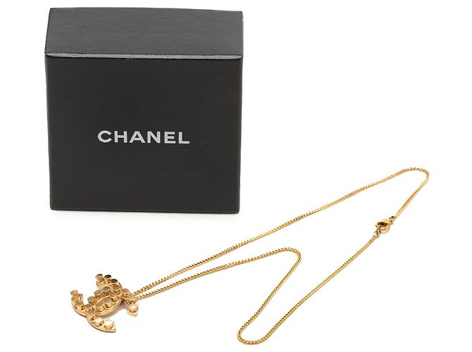 Collana con pendente borchiato Chanel Gold CC placcato oro D'oro - vista 8