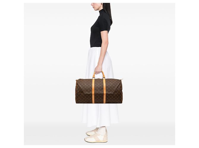 Louis Vuitton Brown Monogram Keepall 55 Castaño - vista 8