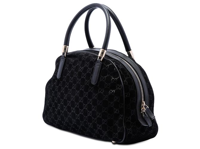 Borsa a mano Gucci Black GG Suede Web Dome Nero - vista 2