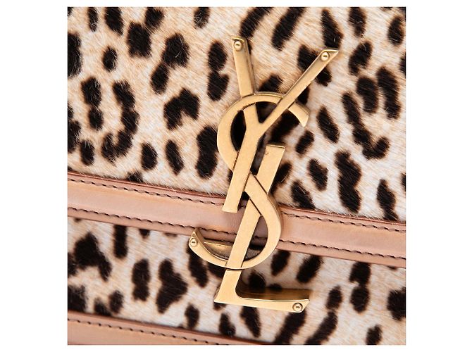 Bolsa Solferino Saint Laurent Small em couro de bezerro bege com estampa de leopardo com caixa - vista 5