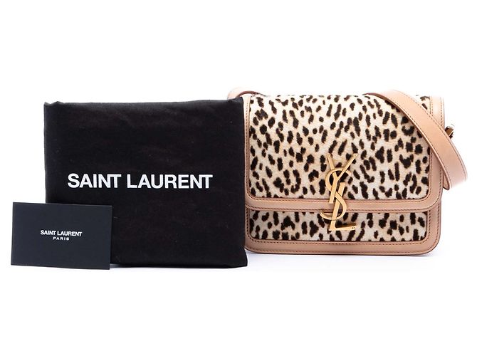 Bolsa Solferino Saint Laurent Small em couro de bezerro bege com estampa de leopardo com caixa - vista 7