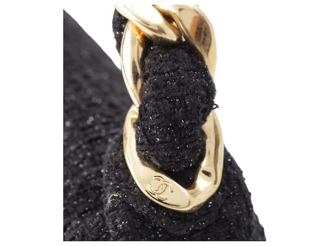 Chanel Black CC Quilted Tweed Single Flap Nero - vista 7